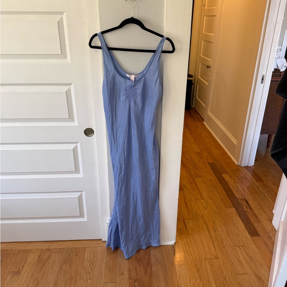 Victoria's Secret Blue Maxi Slip Dress 100% Silk Y2K Vintage